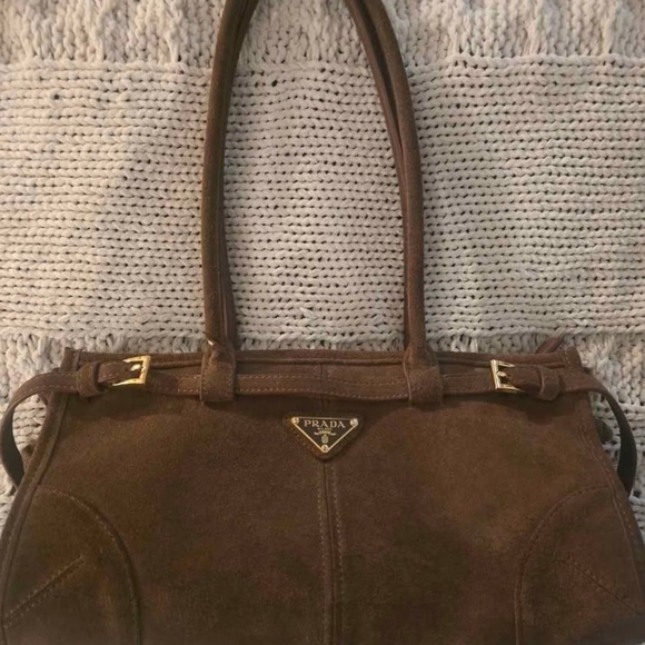 Prada Handbags - Prada Brown Suede Women's Bag